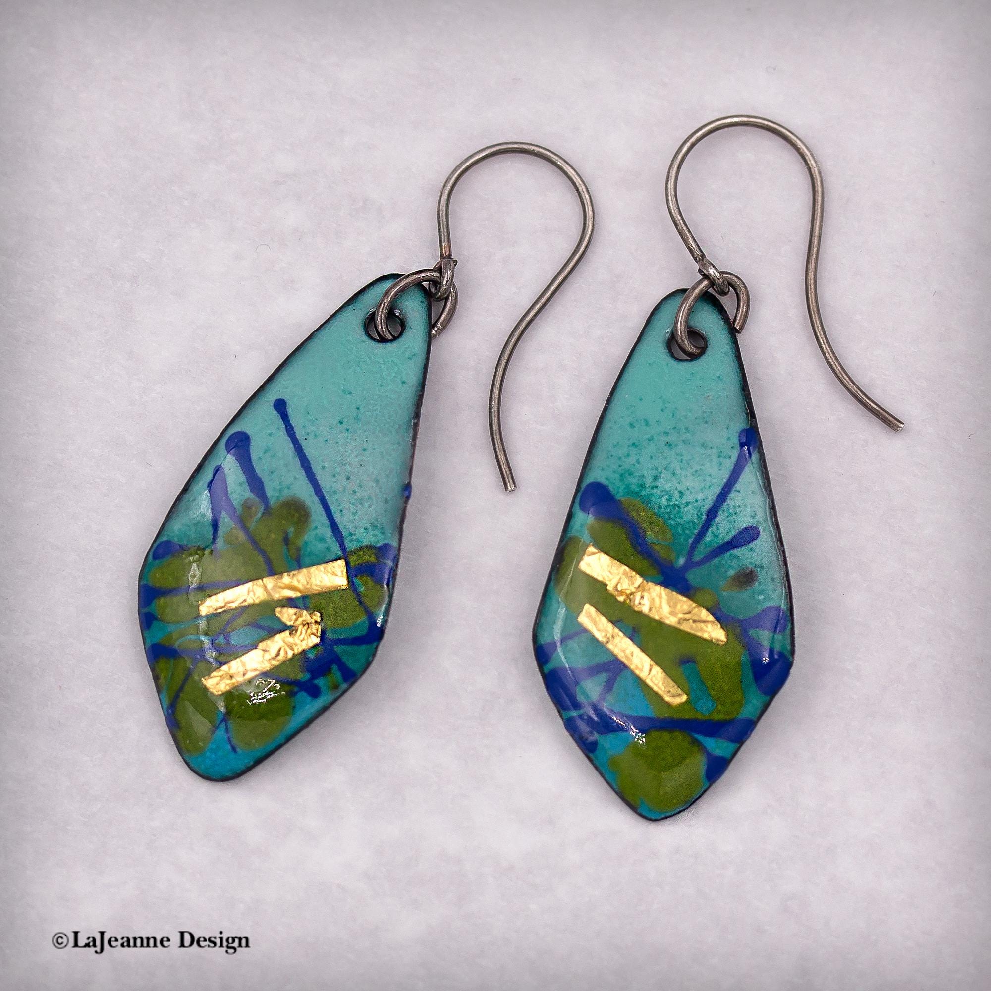 Enamel Earrings with 24K Gold
