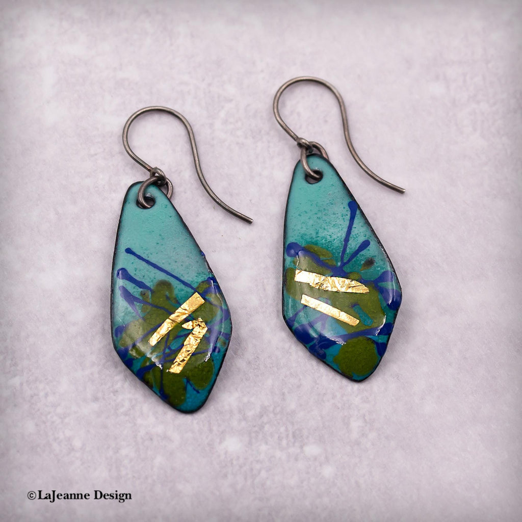 Enamel Earrings with 24K Gold