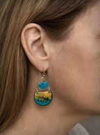 Blue Chalcedony Enamel Sterling Silver Earrings