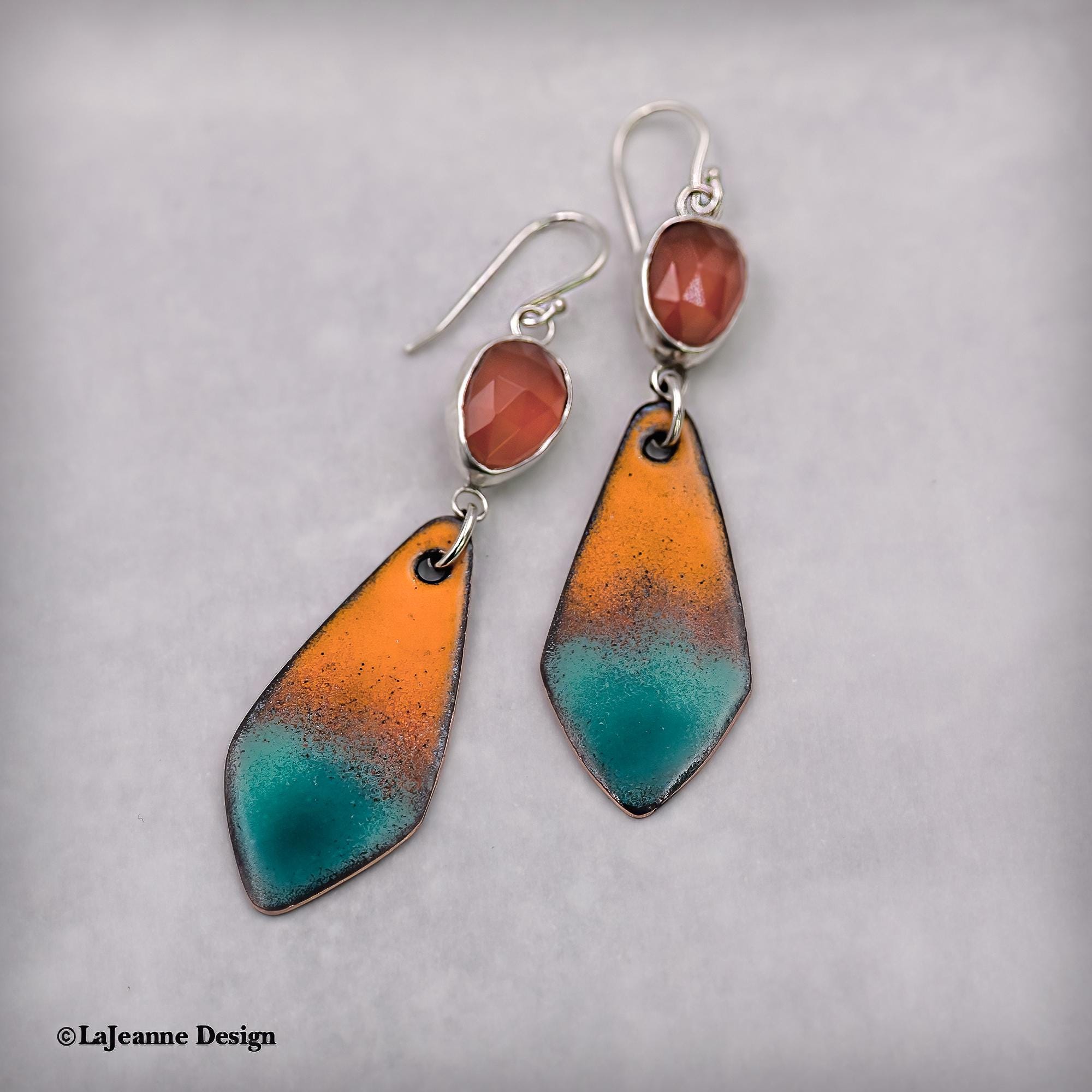 Carnelian and Enamel Earrings