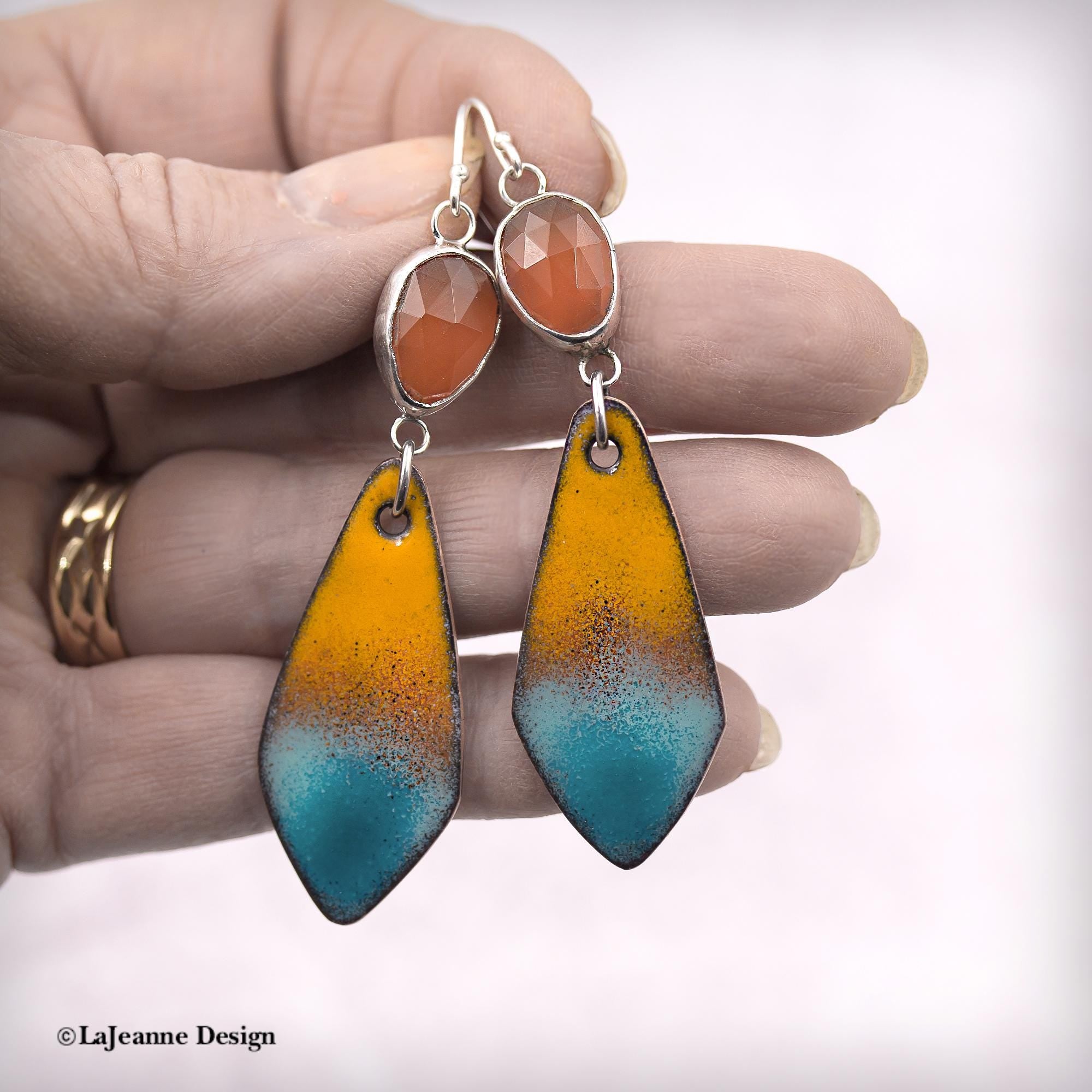 Carnelian and Enamel Earrings
