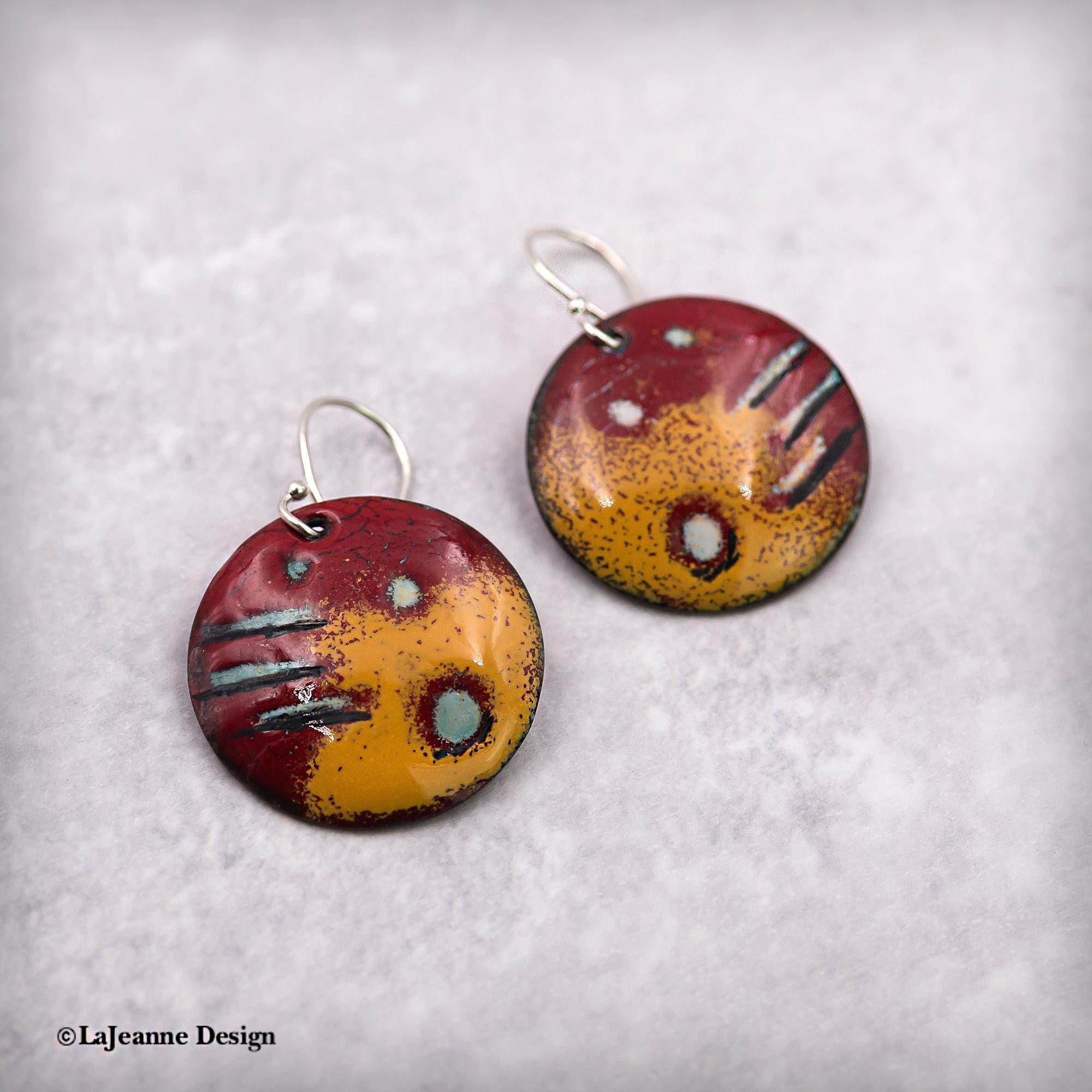 Red Enamel Earrings