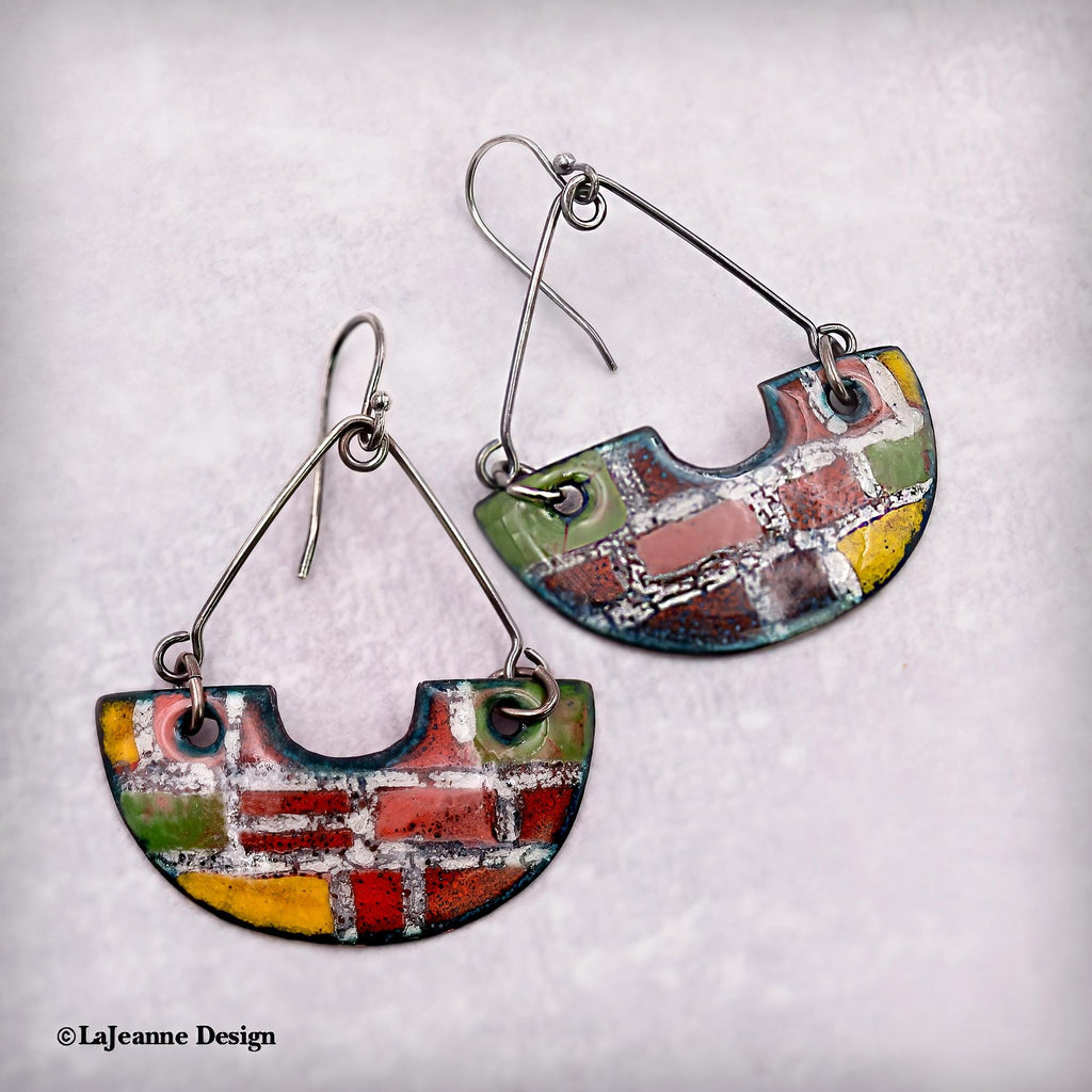 Patchwork Enamel Earrings