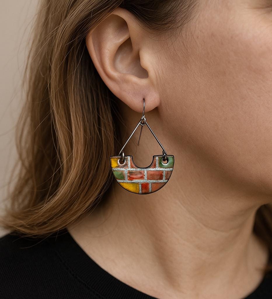 Patchwork Enamel Earrings