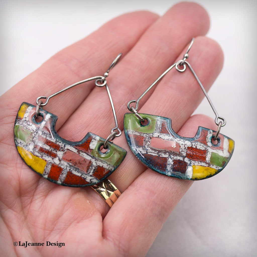 Patchwork Enamel Earrings