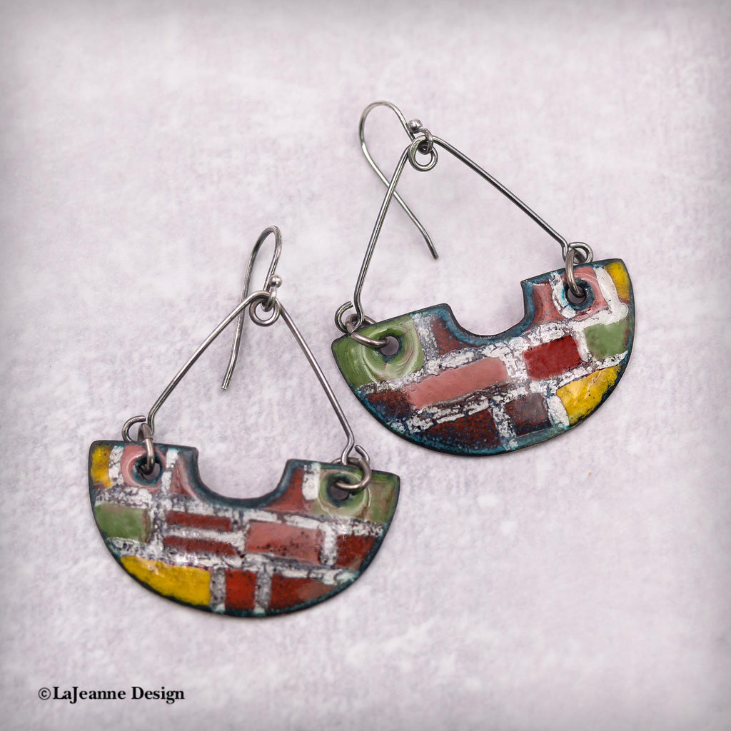 Patchwork Enamel Earrings