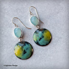 Paraiba Onyx Vitreous Enamel Earrings | Sterling Silver