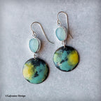 Paraiba Onyx Vitreous Enamel Earrings | Sterling Silver