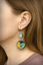 Paraiba Onyx Vitreous Enamel Earrings | Sterling Silver