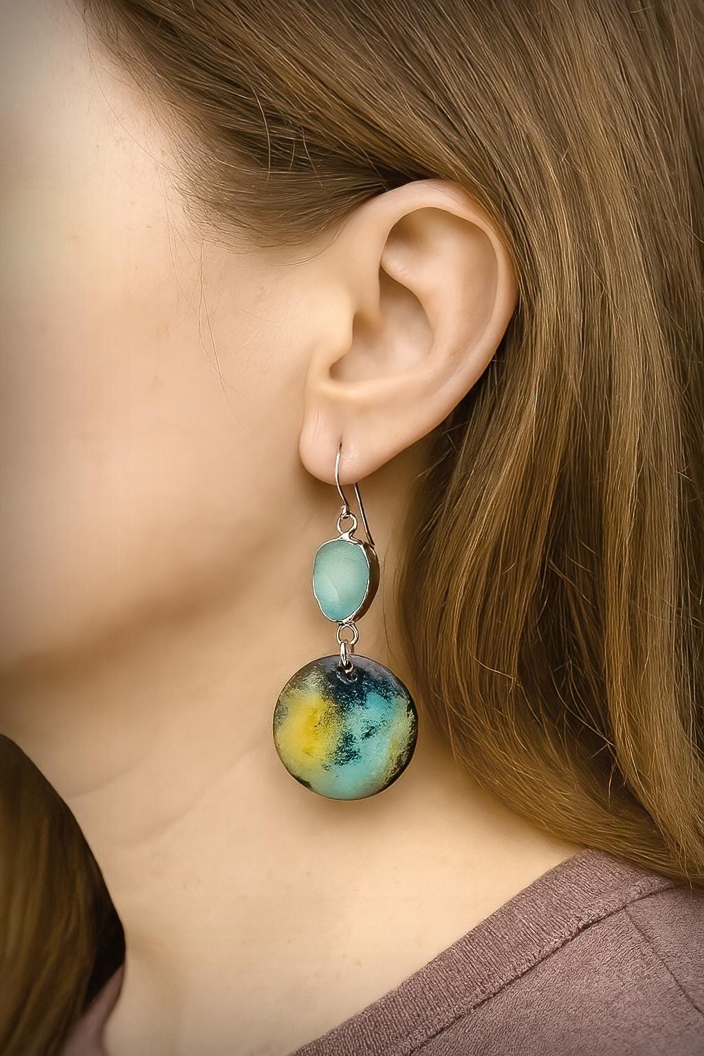 Paraiba Onyx Vitreous Enamel Earrings | Sterling Silver