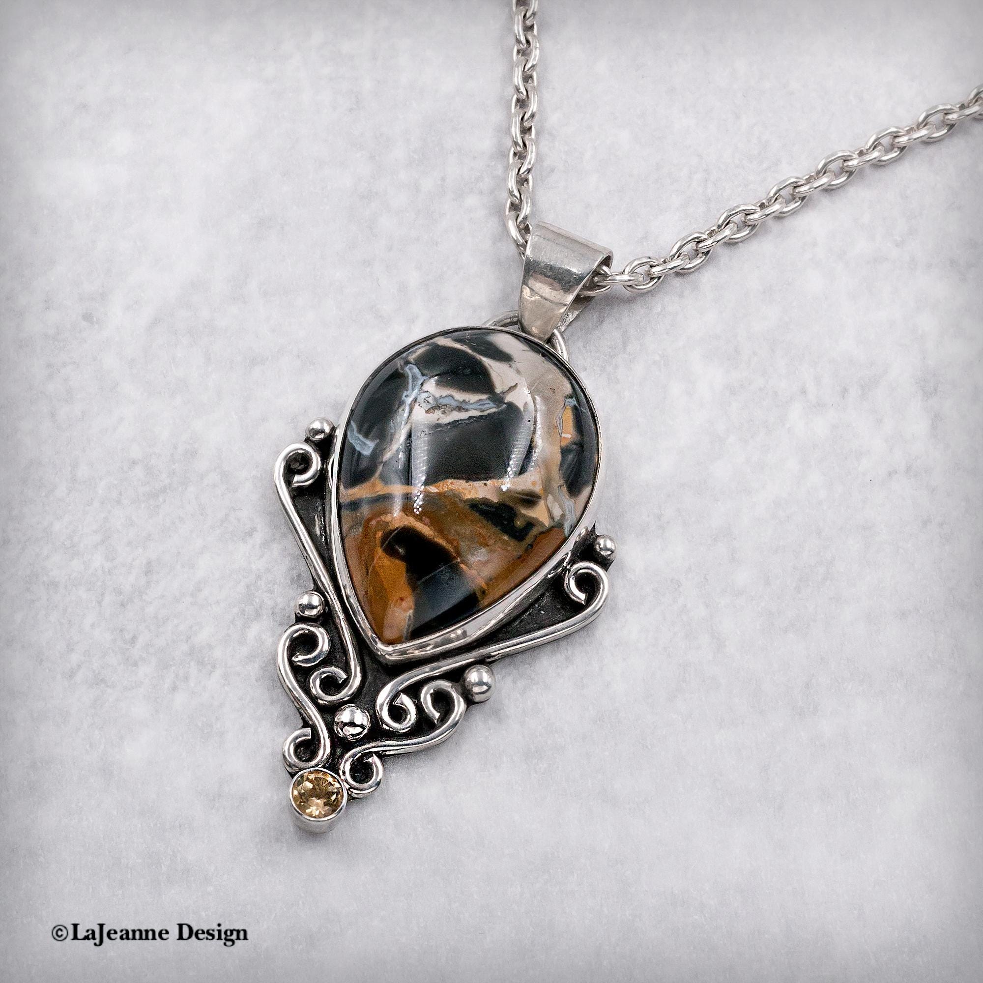 Amazon Valley Jasper &amp; Citrine Sterling Silver Necklace