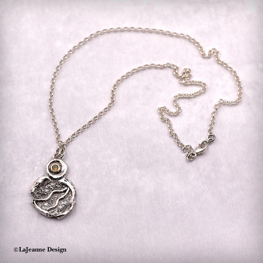 Molten Silver &amp; Citrine Sterling Silver Necklace