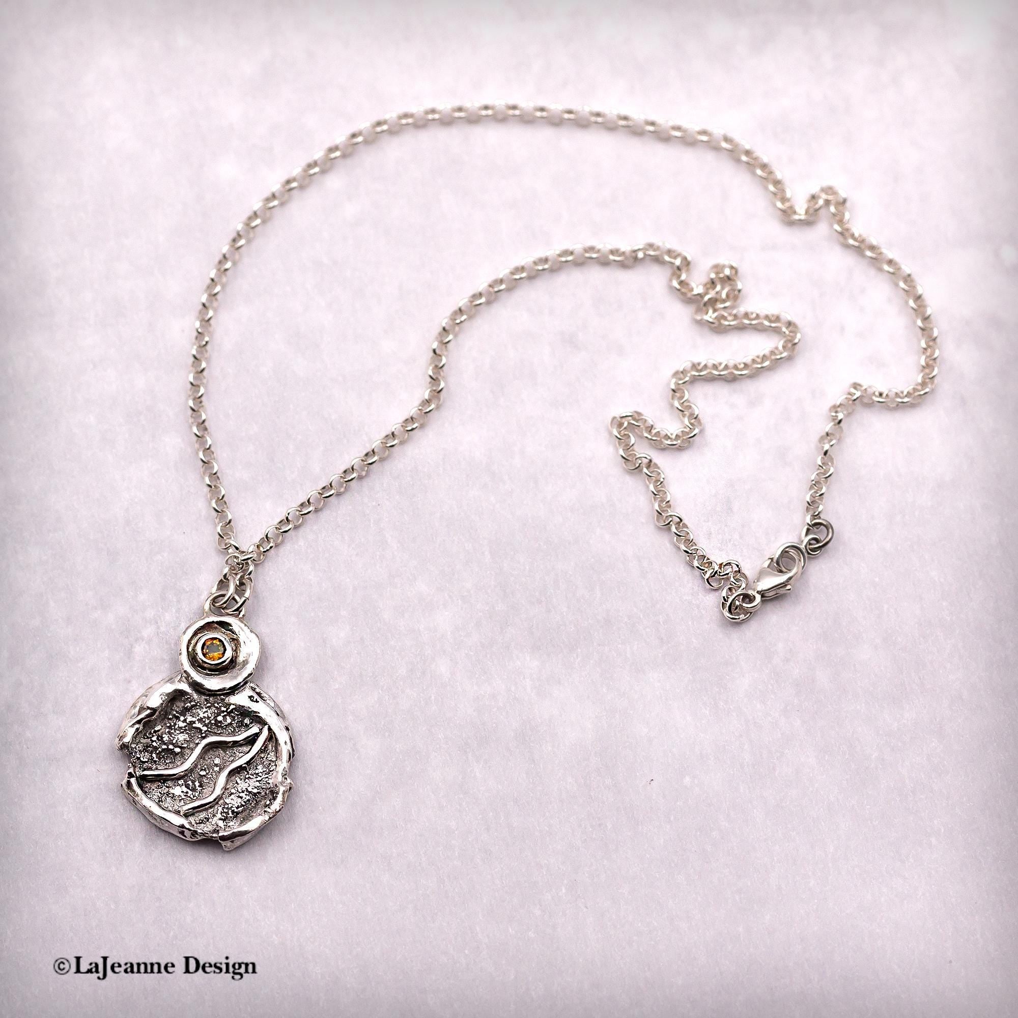 Molten Silver &amp; Citrine Sterling Silver Necklace