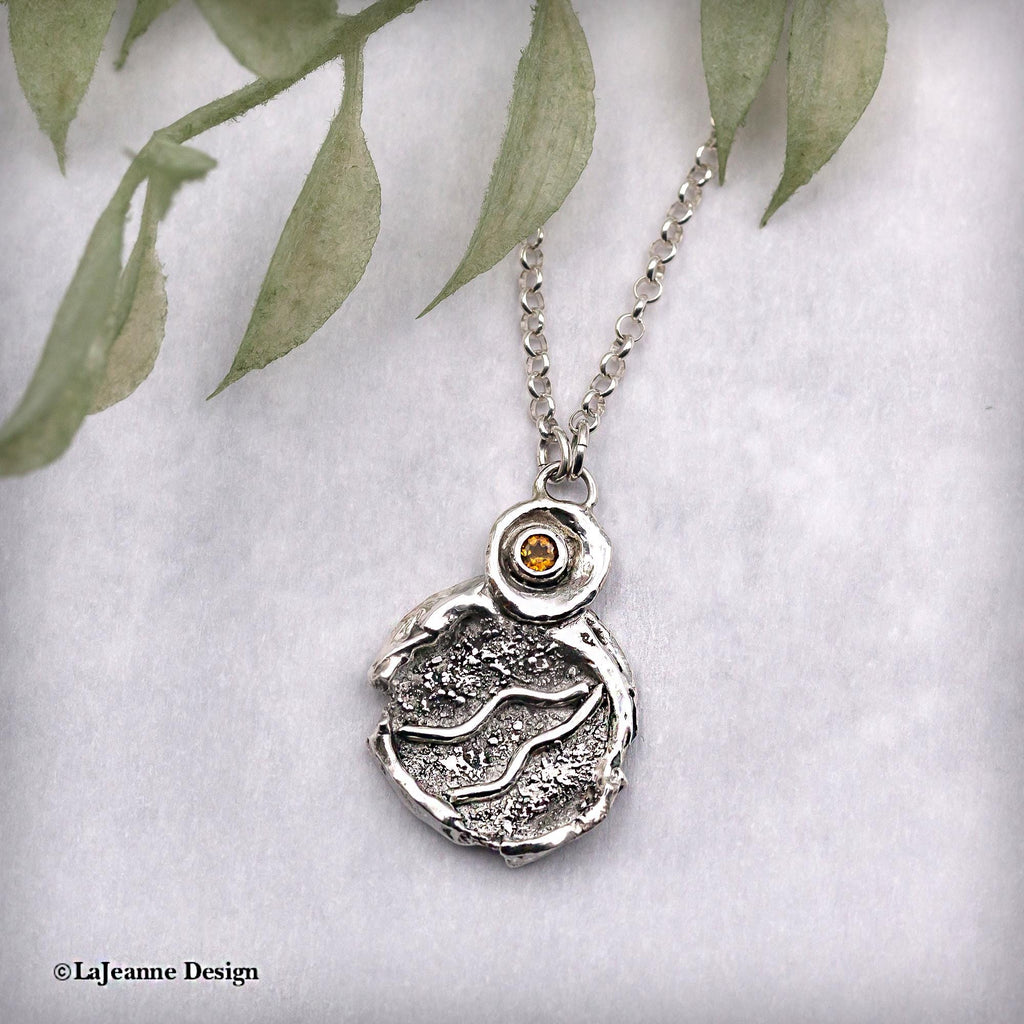 Molten Silver &amp; Citrine Sterling Silver Necklace