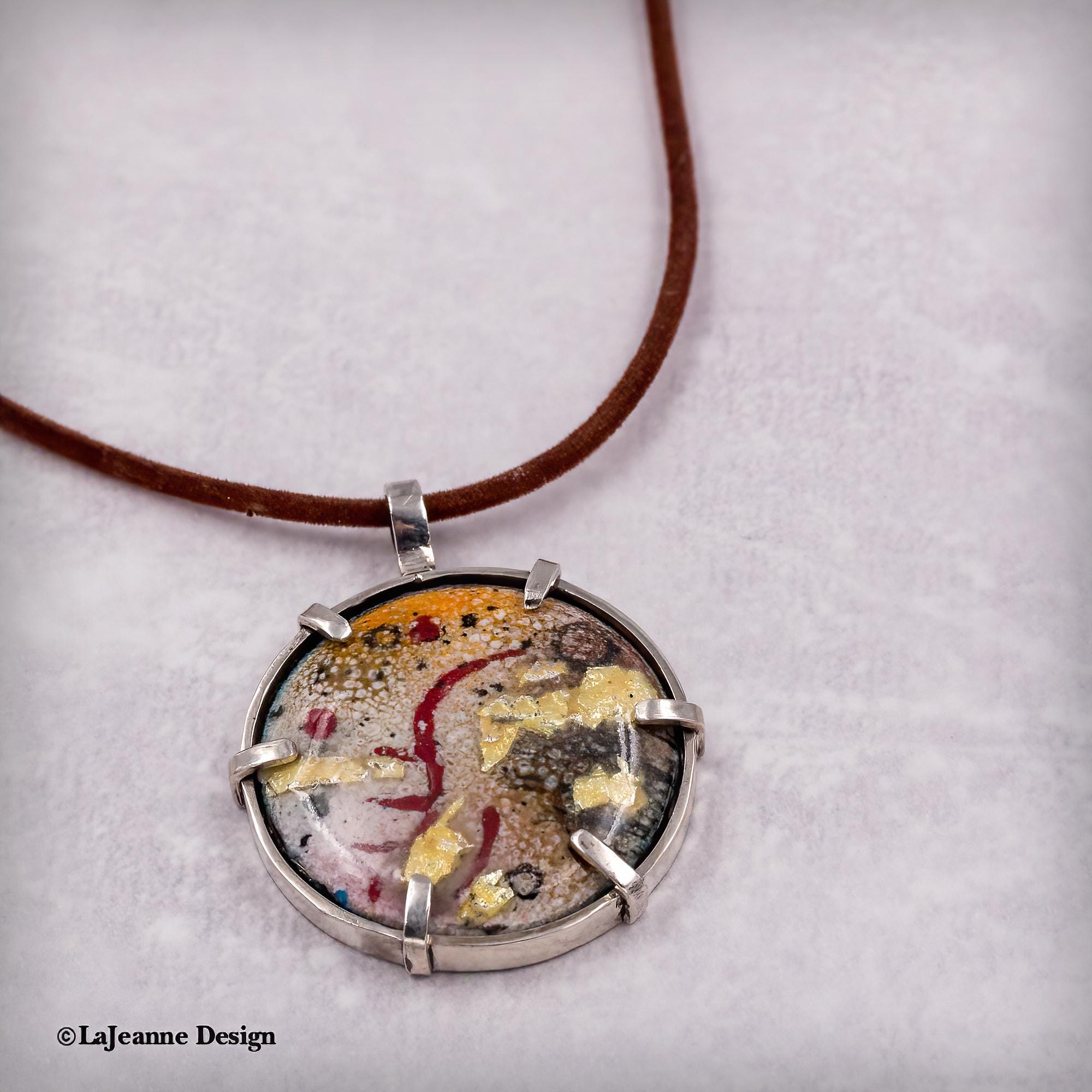 Enamel & 24K Gold Artisan Necklace