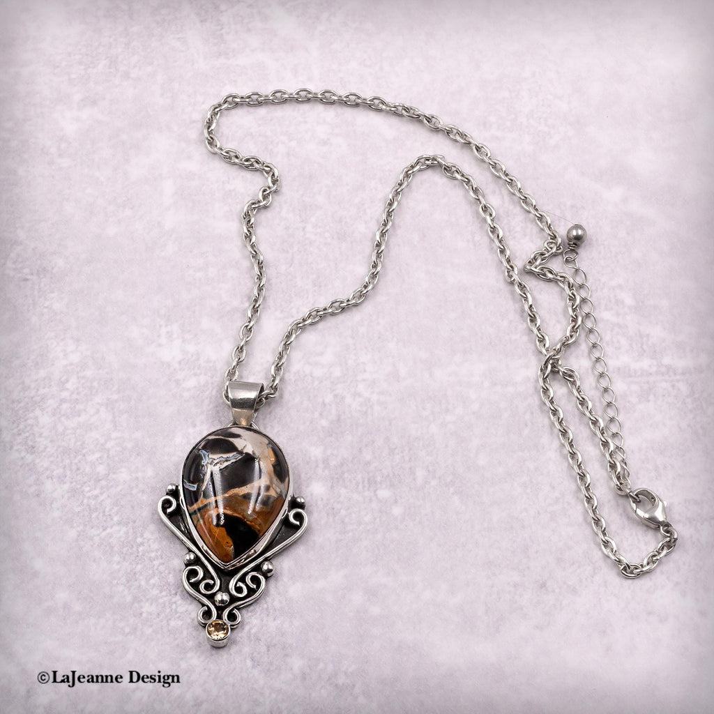 Amazon Valley Jasper &amp; Citrine Sterling Silver Necklace