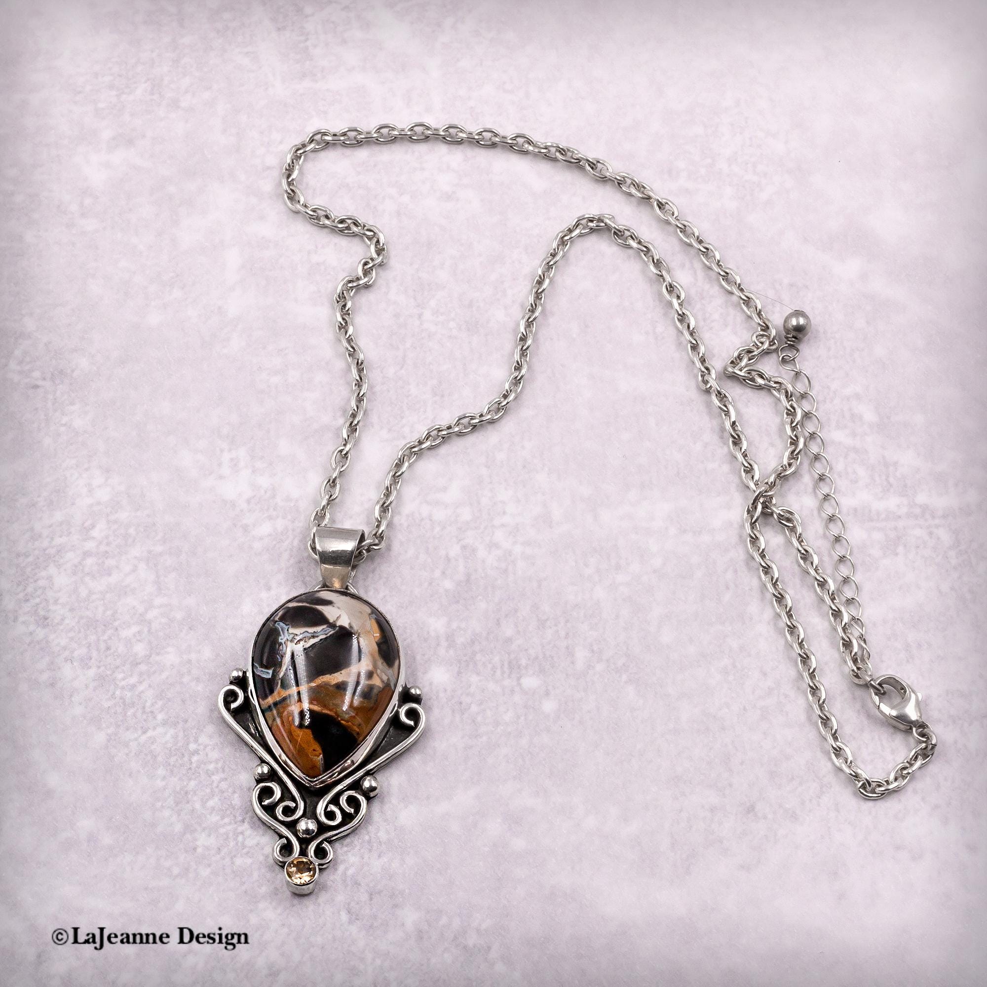 Amazon Valley Jasper &amp; Citrine Sterling Silver Necklace