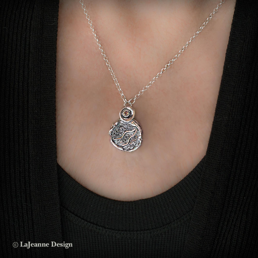 Molten Silver &amp; Citrine Sterling Silver Necklace