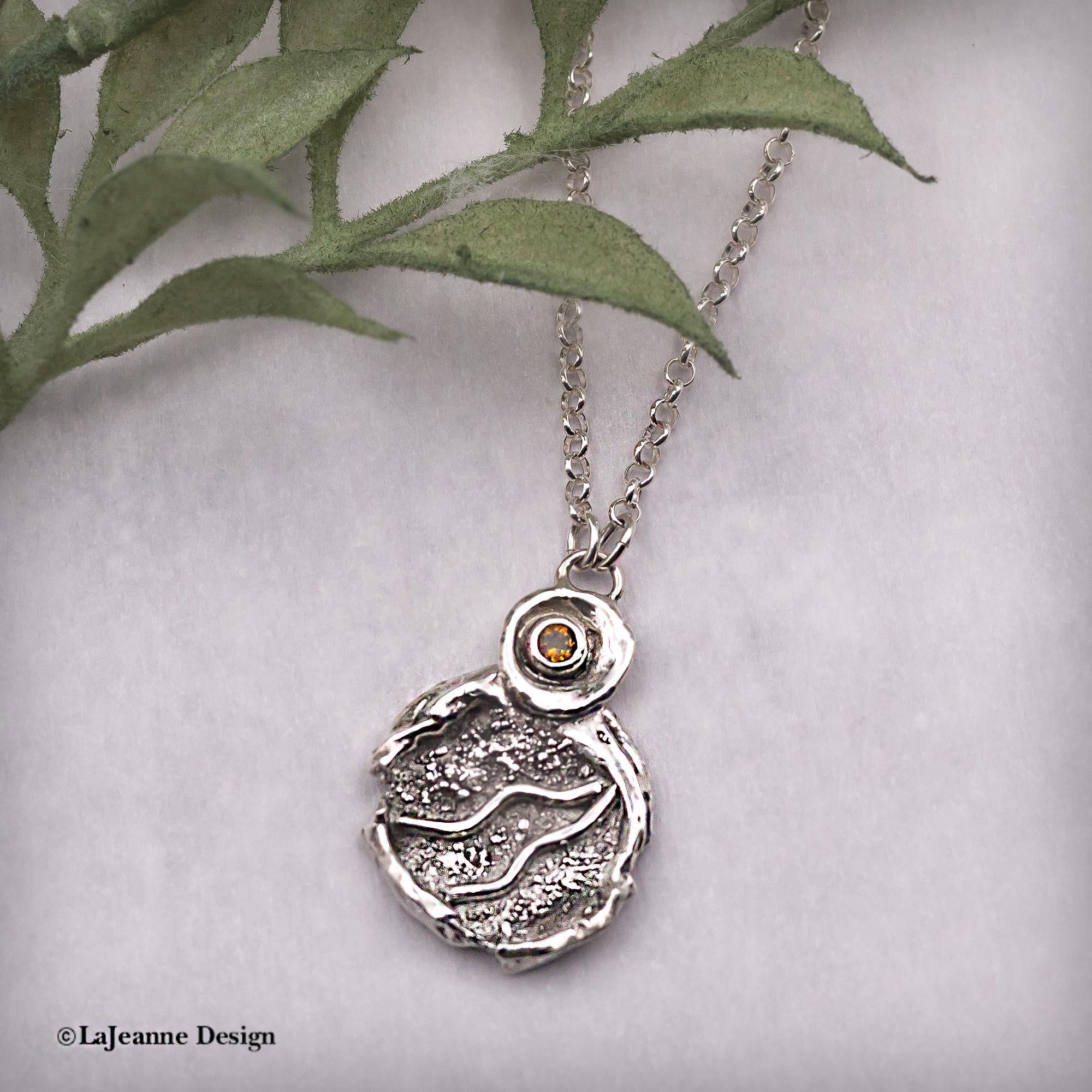 Molten Silver &amp; Citrine Sterling Silver Necklace
