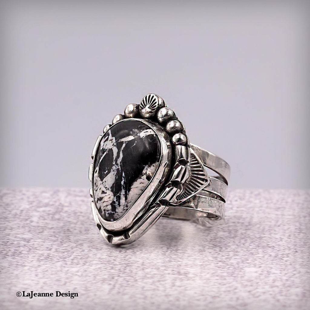Size 10 - White Buffalo Turquoise Sterling Silver Ring | Unisex