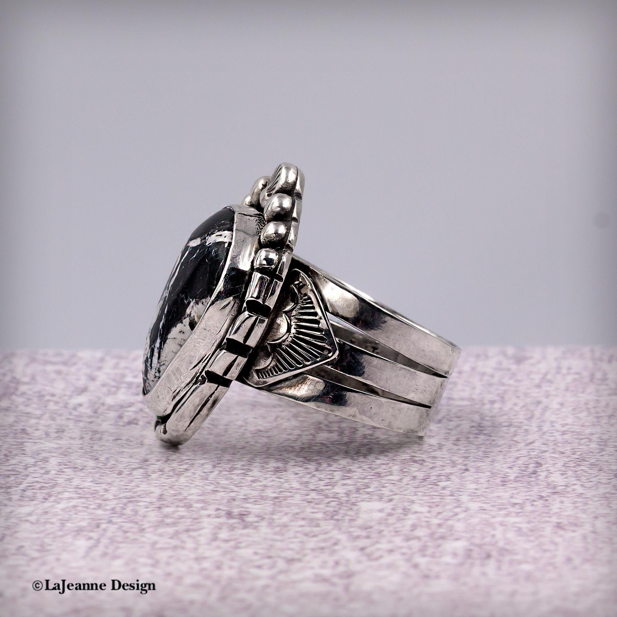 Size 10 - White Buffalo Turquoise Sterling Silver Ring | Unisex