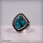 Size 7.5 - Egyptian Turquoise Sterling Silver Ring | Wide Band