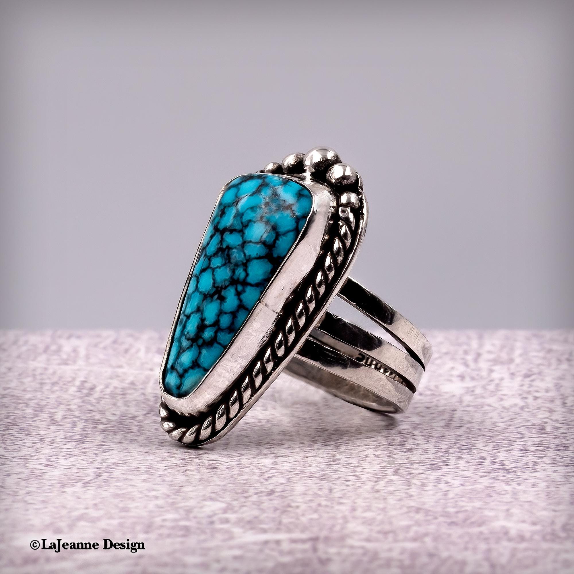 Size 8.25 - Kingman Turquoise Sterling Silver Ring | Unisex