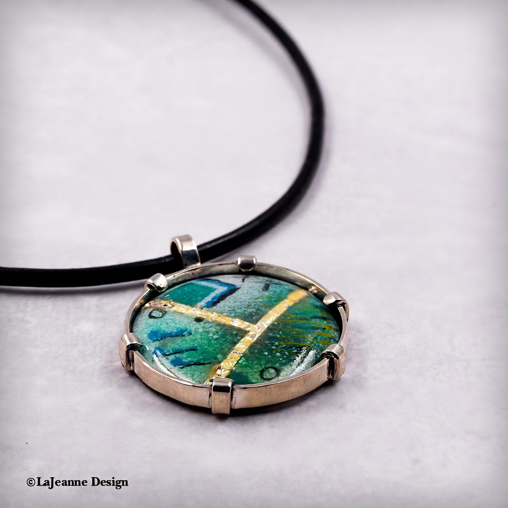 Enamel, 24K Gold & Sterling Silver Necklace