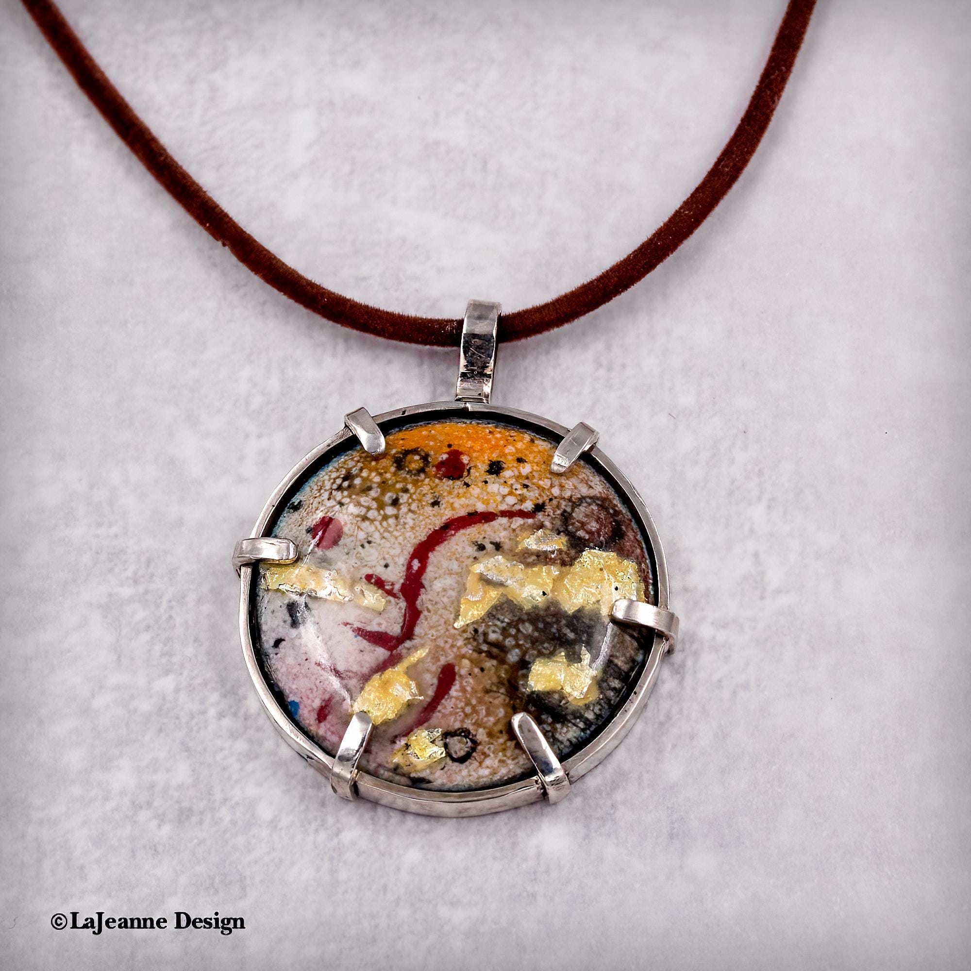 Enamel & 24K Gold Artisan Necklace