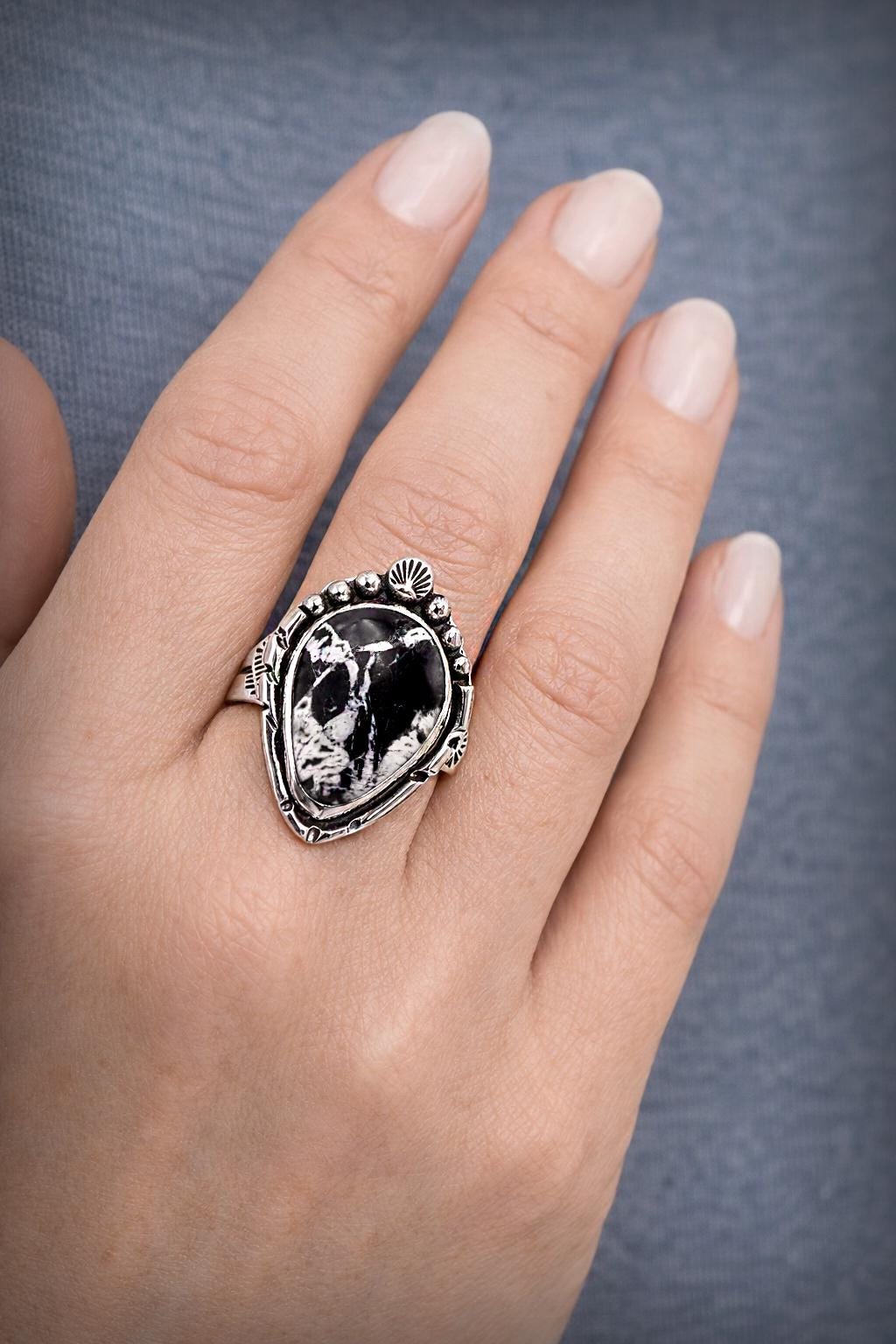 Size 10 - White Buffalo Turquoise Sterling Silver Ring | Unisex