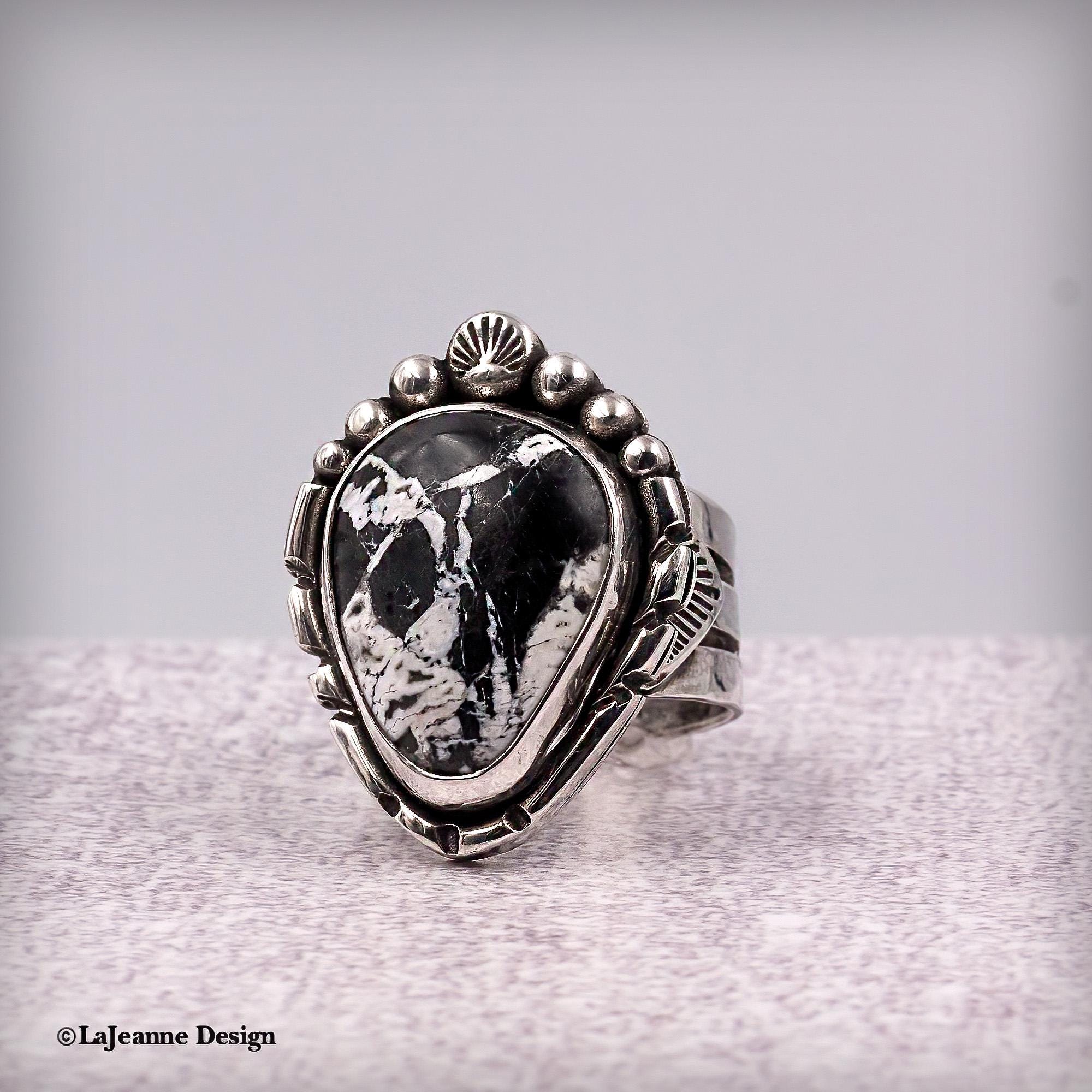 Size 10 - White Buffalo Turquoise Sterling Silver Ring | Unisex