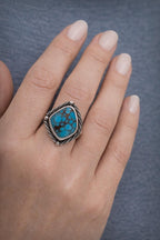 Size 7.5 - Egyptian Turquoise Sterling Silver Ring | Wide Band