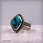 Size 7.5 - Egyptian Turquoise Sterling Silver Ring | Wide Band