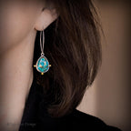 Spiny Copper Turquoise & 18K Gold Sterling Silver Earrings