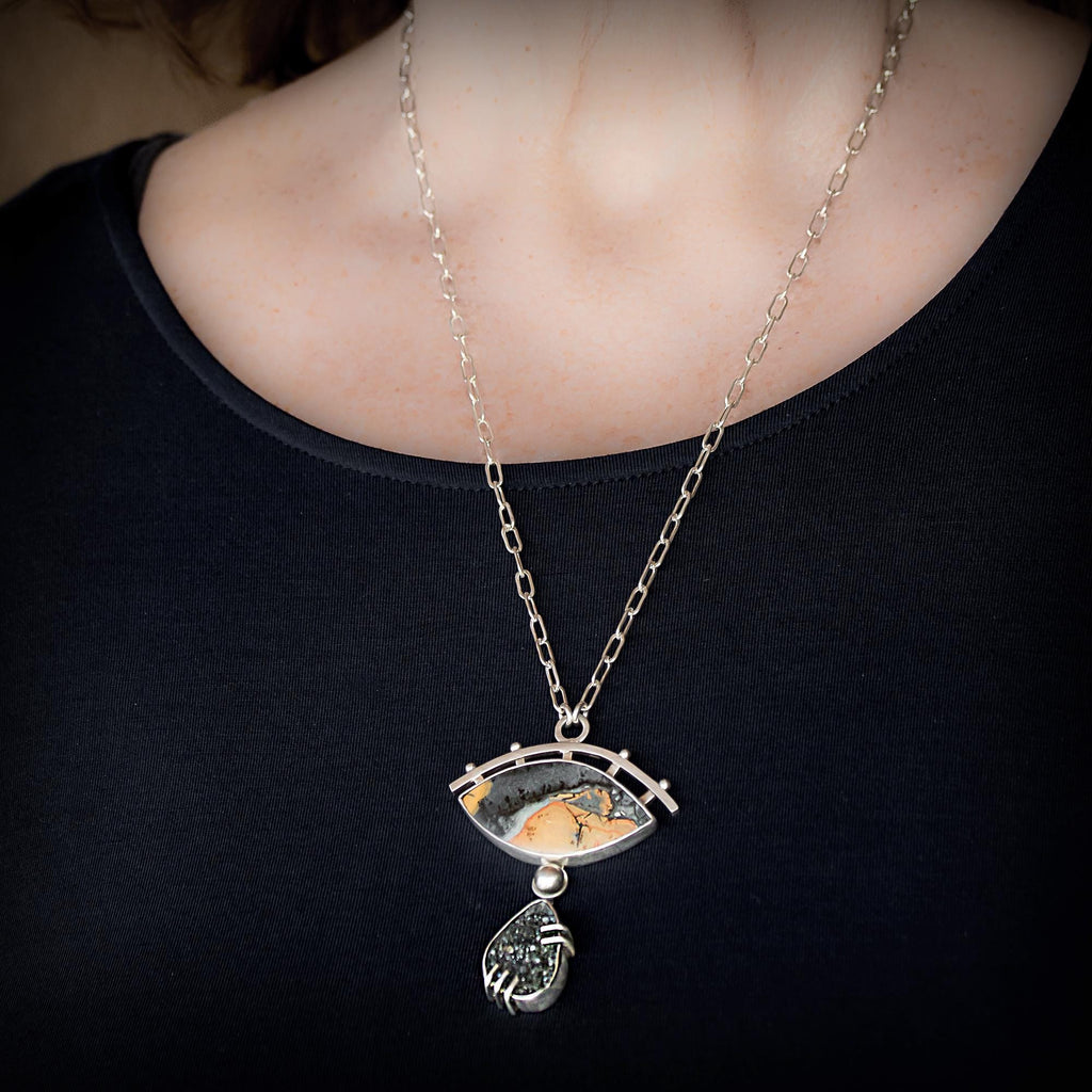 Maligano Jasper Drusy Sterling Silver Necklace