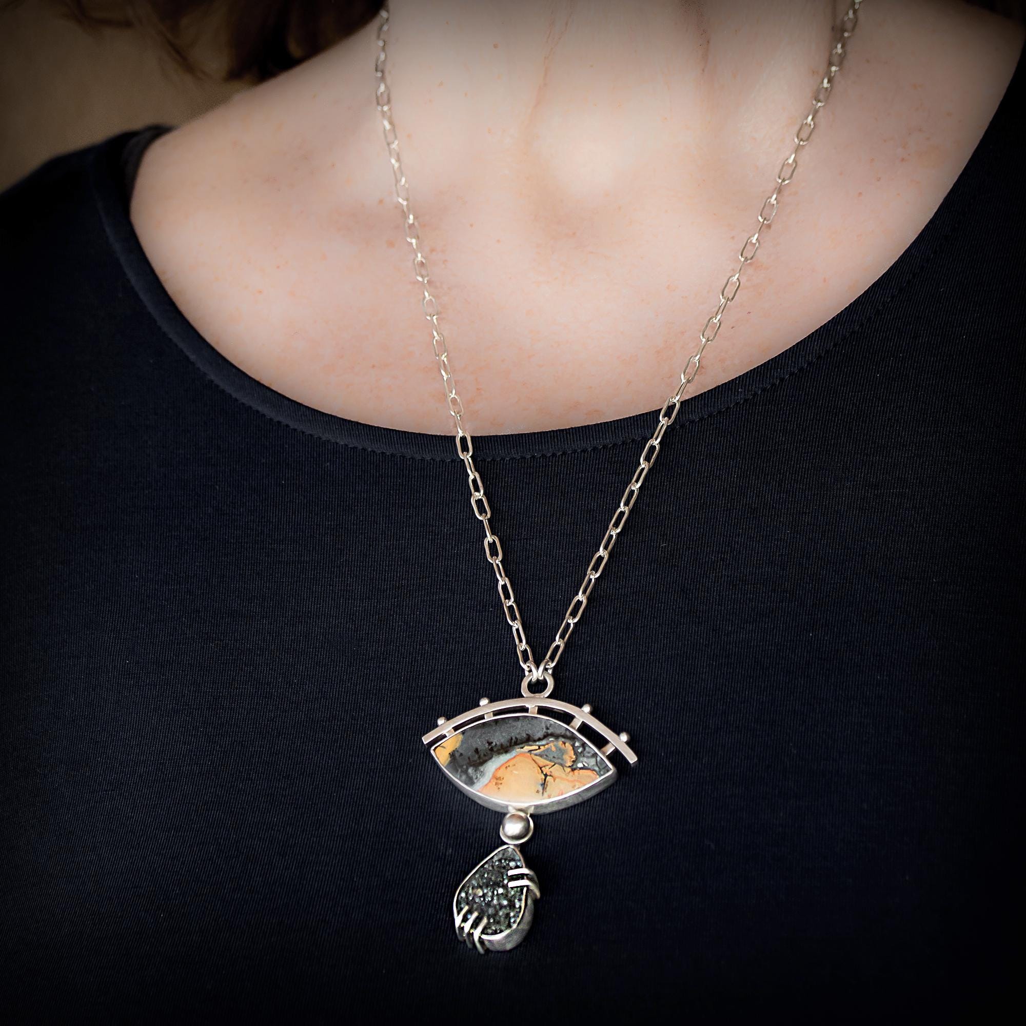 Maligano Jasper Drusy Sterling Silver Necklace