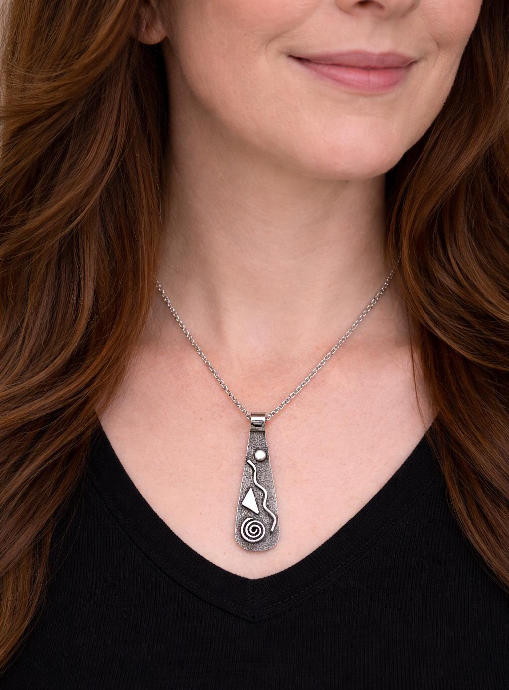 Textured Sterling Silver Pendant Necklace