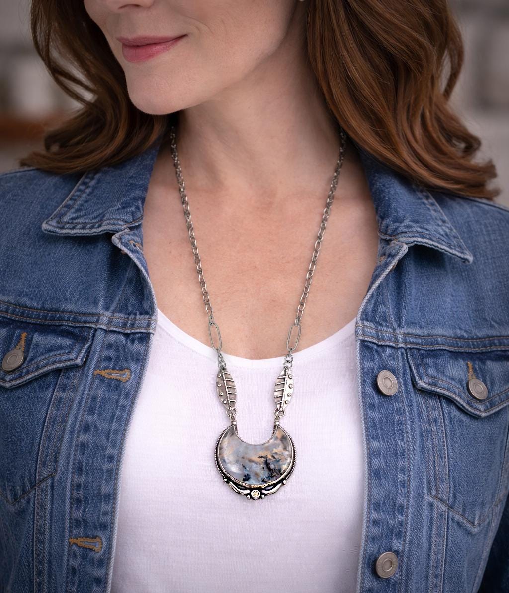 Dendritic Agate Sterling Silver Necklace