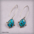 Spiny Copper Turquoise & 18K Gold Sterling Silver Earrings