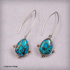 Spiny Copper Turquoise & 18K Gold Sterling Silver Earrings