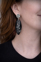 Black Enamel Silver Earrings