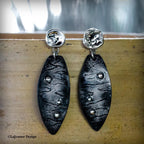 Black Enamel Silver Earrings