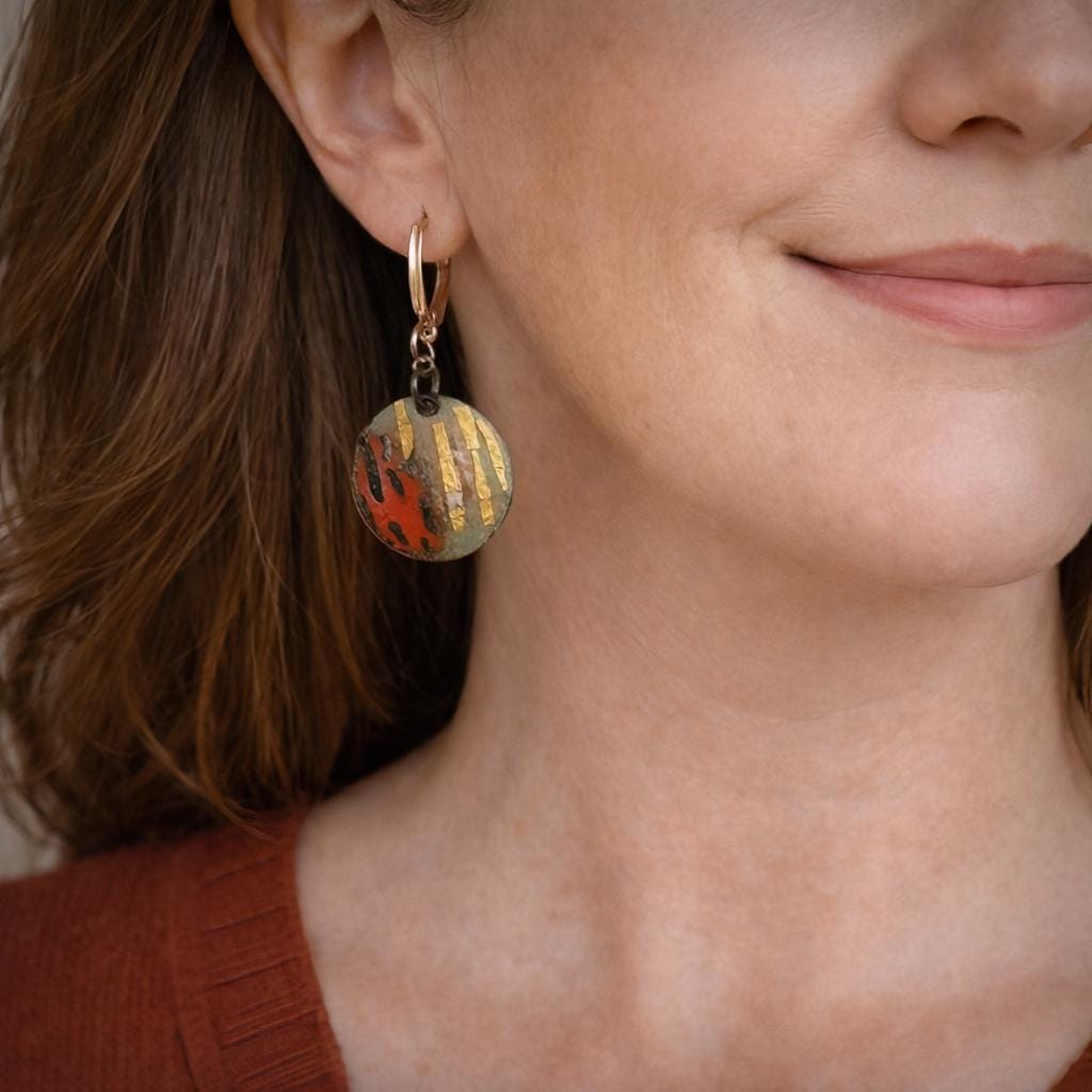 Enamel and Gold Earrings