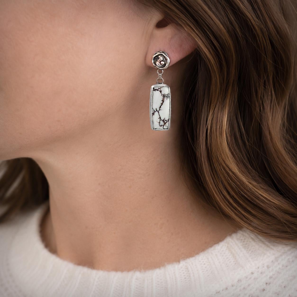 Wild Horse Stone Sterling Silver Earrings