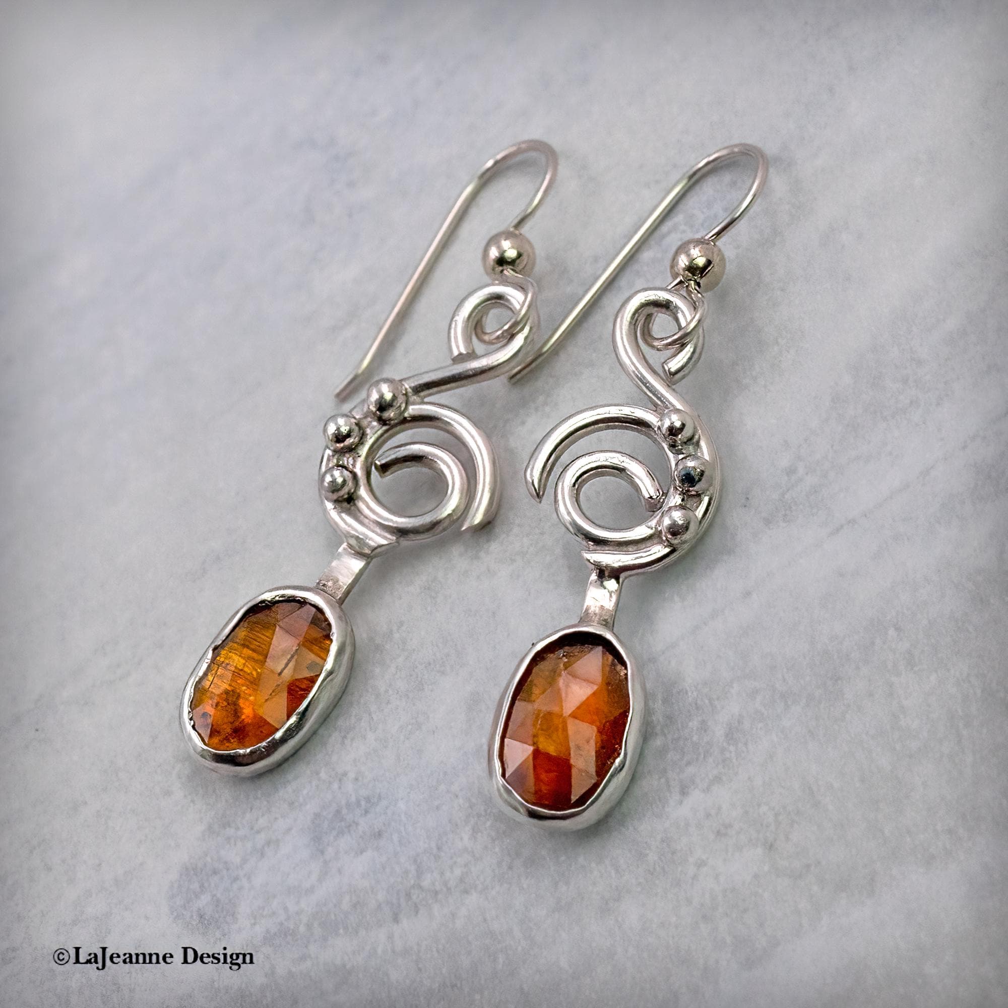 Orange Kyanite Sterling Silver Earrings