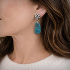 Rough Turquoise and Sterling Silver Earrings
