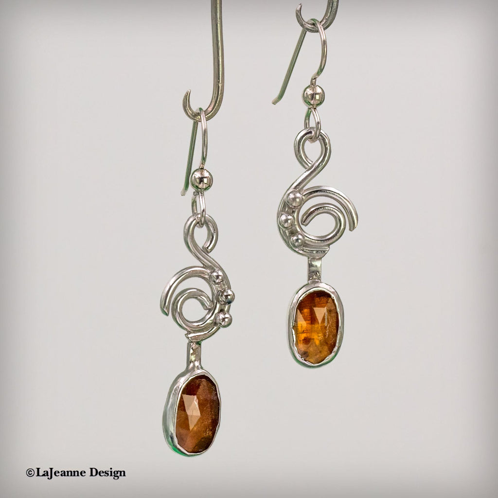 Orange Kyanite Sterling Silver Earrings