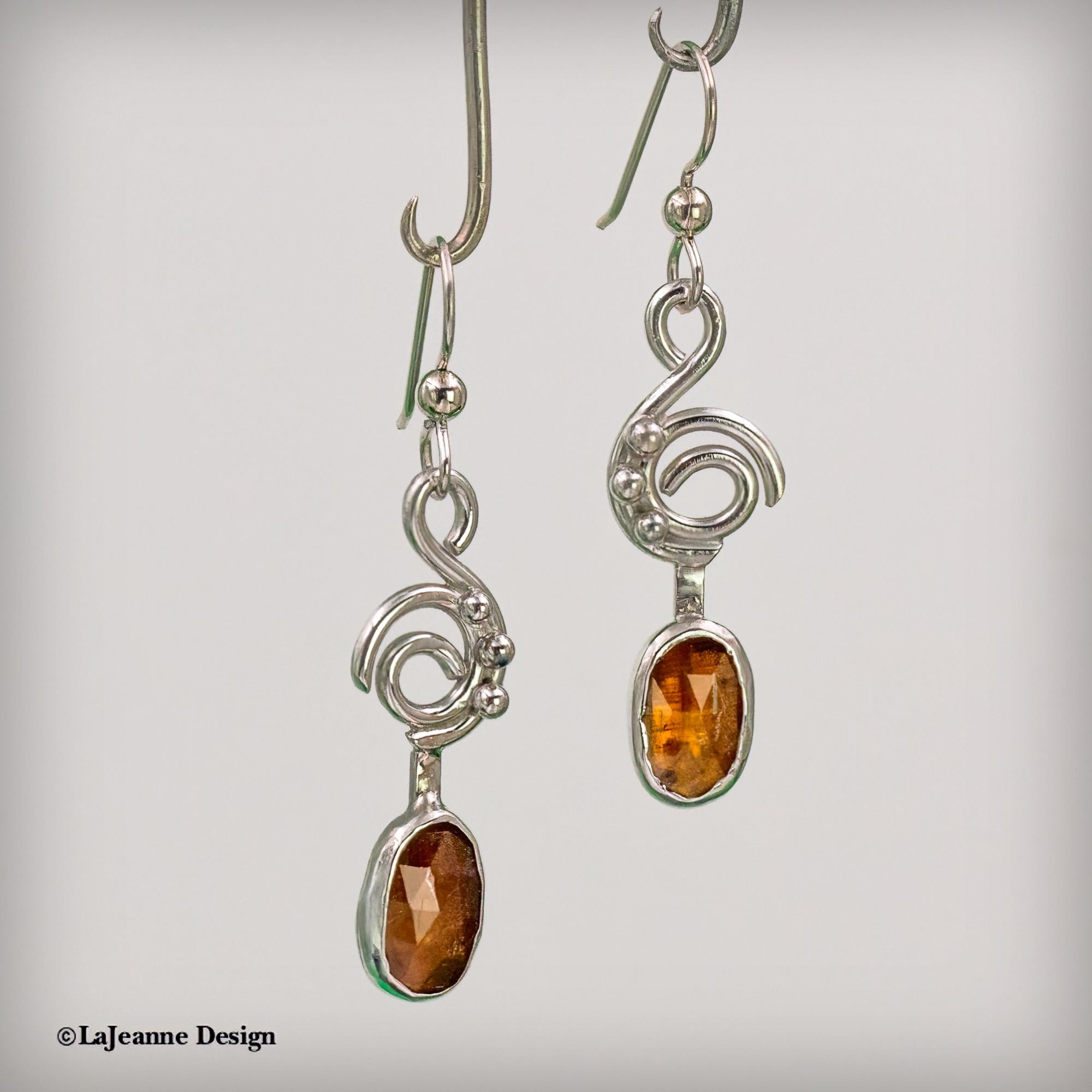 Orange Kyanite Sterling Silver Earrings