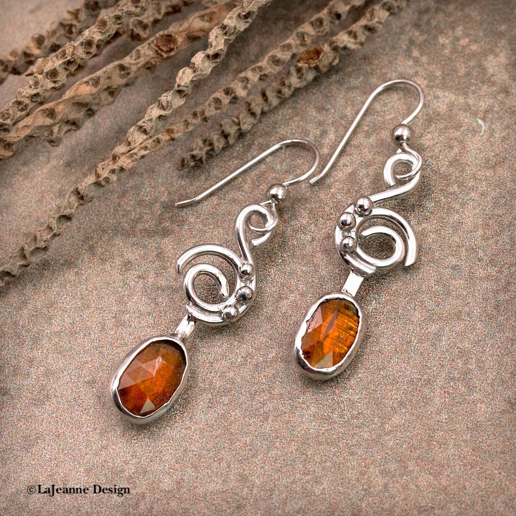Orange Kyanite Sterling Silver Earrings