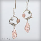 Pink Thomsonite, Chalcedony & Sky Blue Topaz Sterling Silver Earrings